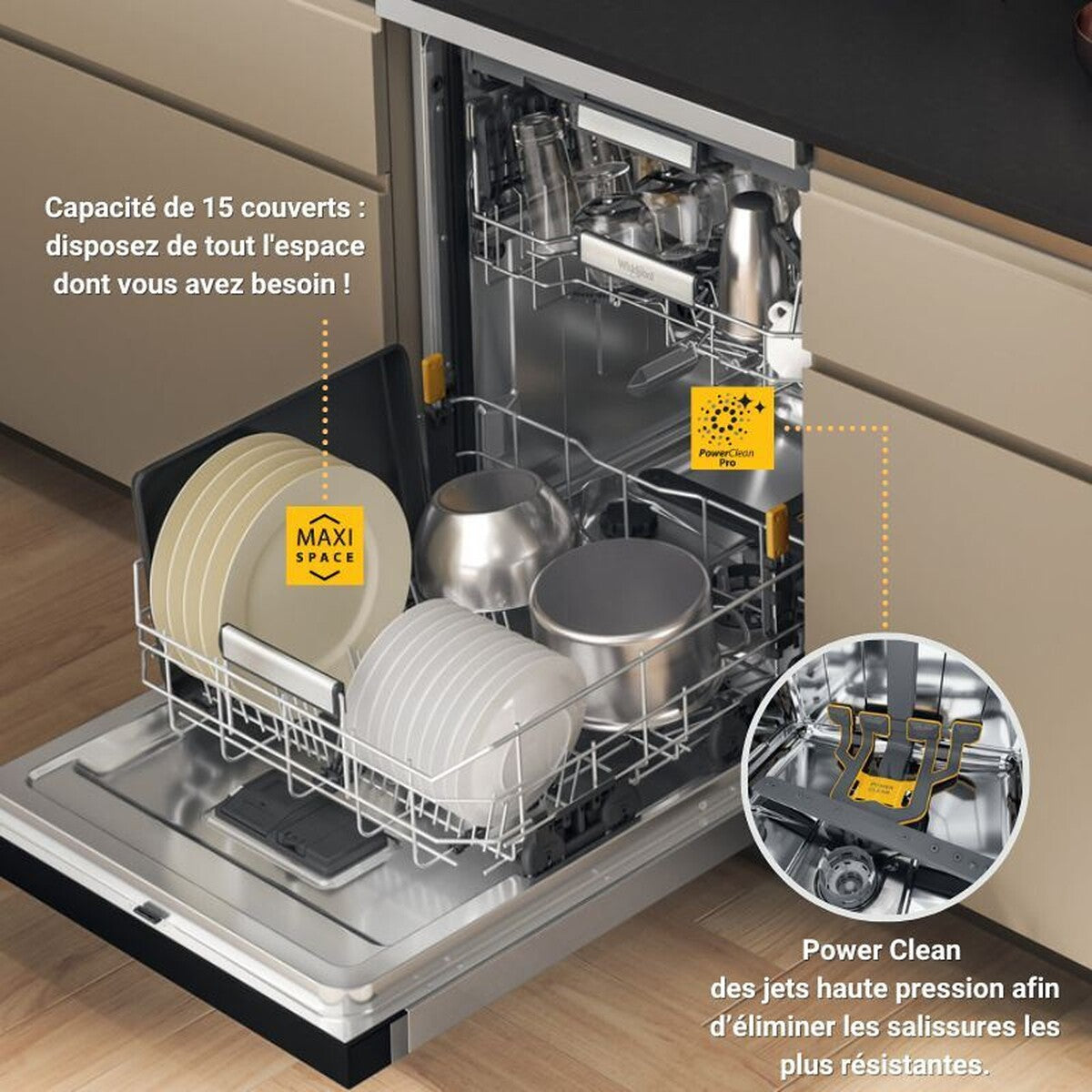 Lave-vaisselle pose libre Whirlpool W7FHS41S MAXISPACE CUVE XXL