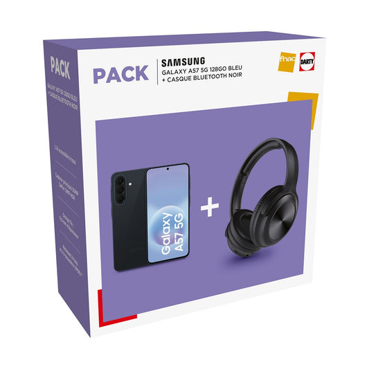 Smartphone Samsung Pack Galaxy A57 6,7" 5G Nano SIM 128 Go Bleu + Casque Bluetooth Noir