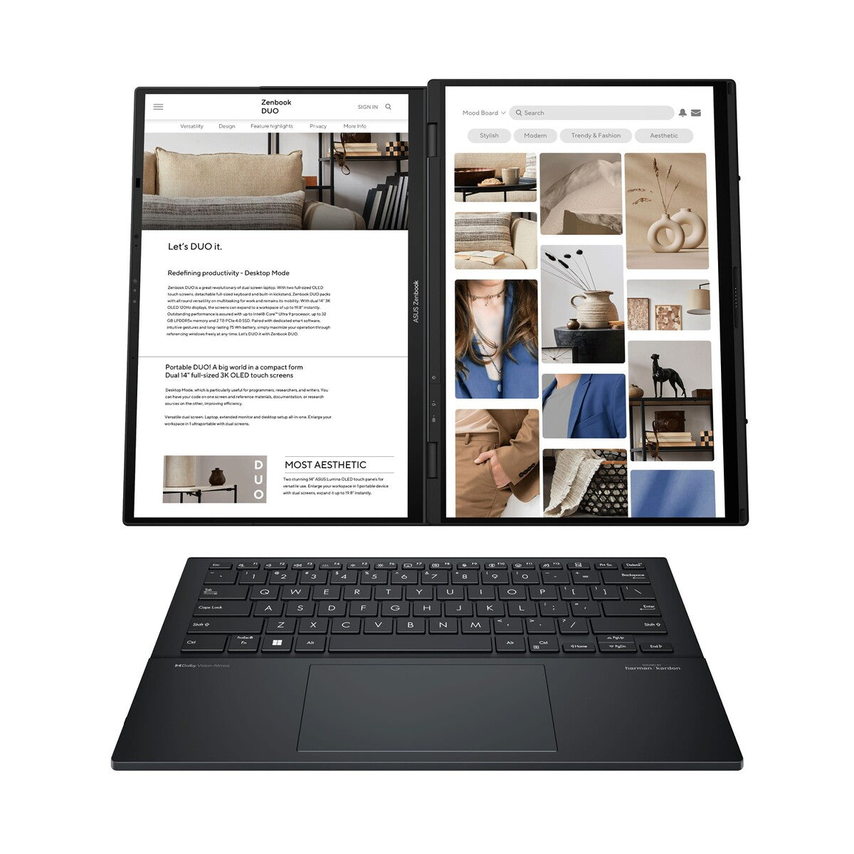PC portable Asus Zenbook Duo UX8407AA-DRFSN080W 14" Ecran tactile OLED 144 Hz Intel® Panther Lake U9 32 Go RAM 1 To SSD Gris