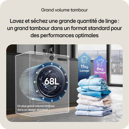 Lave-linge séchant Lg Lave-linge sechant 11/6 kg 1400 tours F164HP2BST