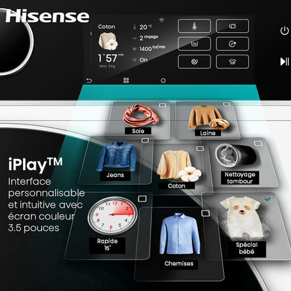 Lave-linge hublot Hisense WF5I9043BBFS Noir