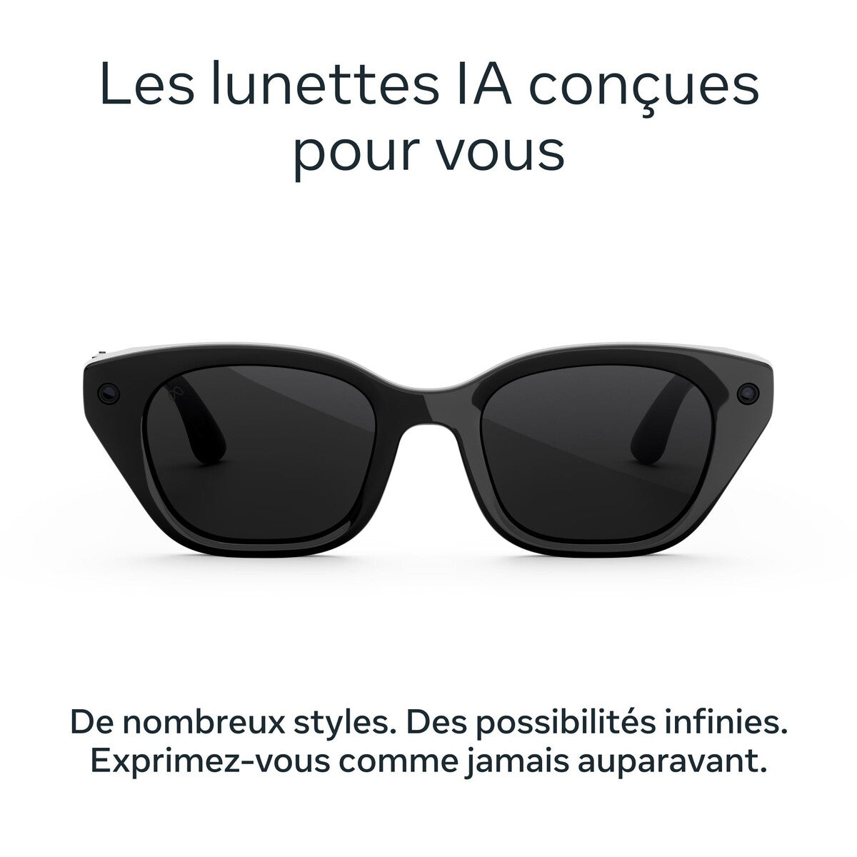 Lunettes connectées IA Meta Capri Noir classique Verres Transitions® gris