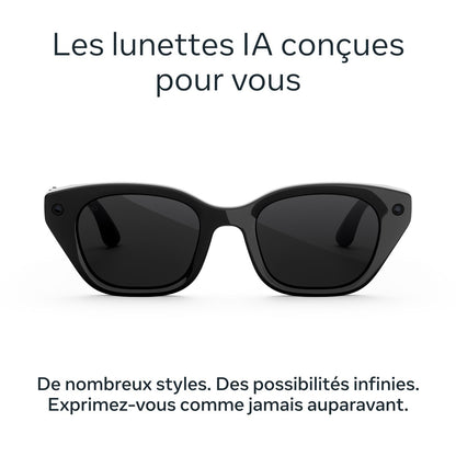 Lunettes connectées IA Meta Capri Noir classique Verres Transitions® gris