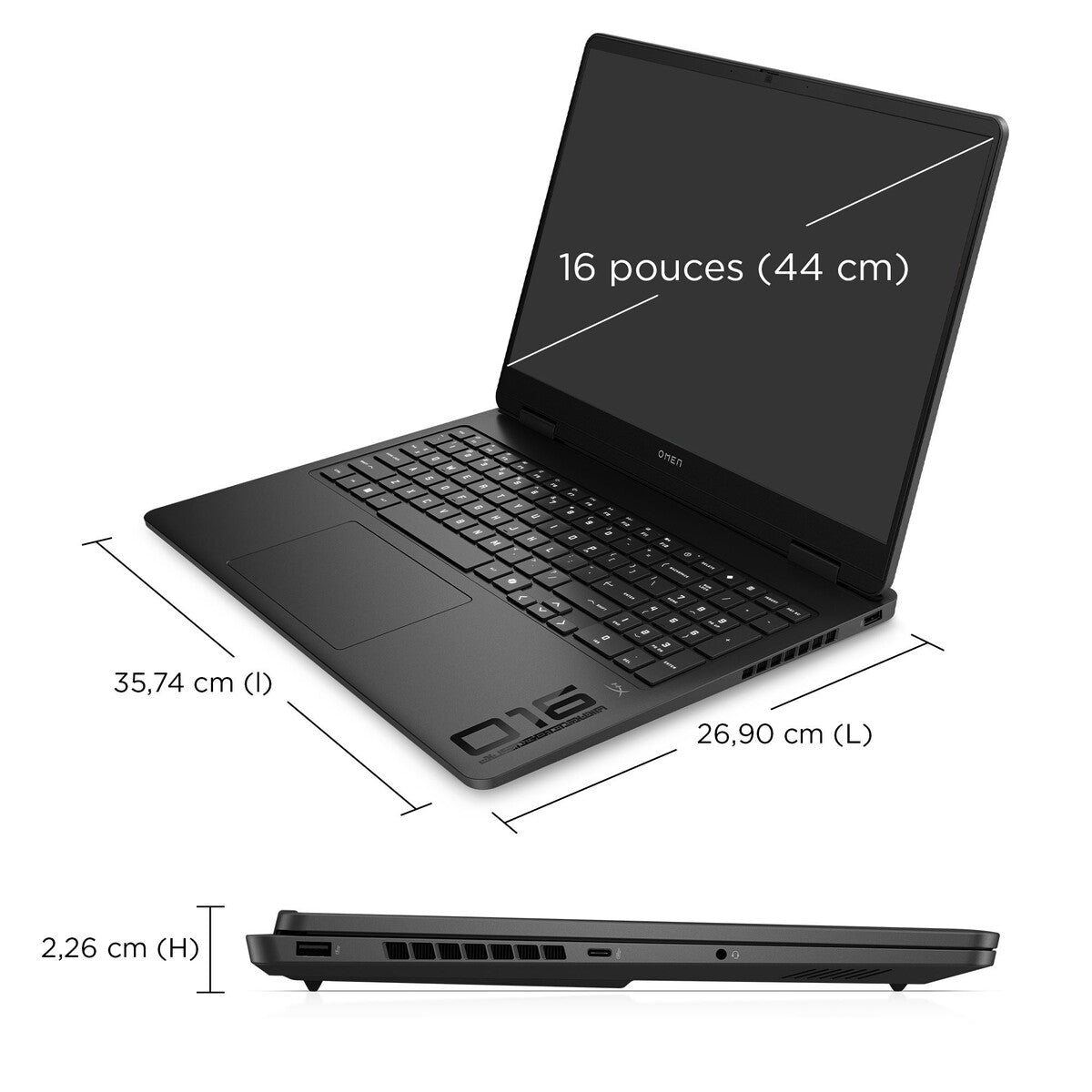 PC portable Hp gaming Omen Slim 16-an0022nf 16" 60-240 Hz Intel® Core™ Ultra 7 32 Go RAM 1 To SSD Nvidia GeForce RTX™ 5070 Noir céleste et chromé