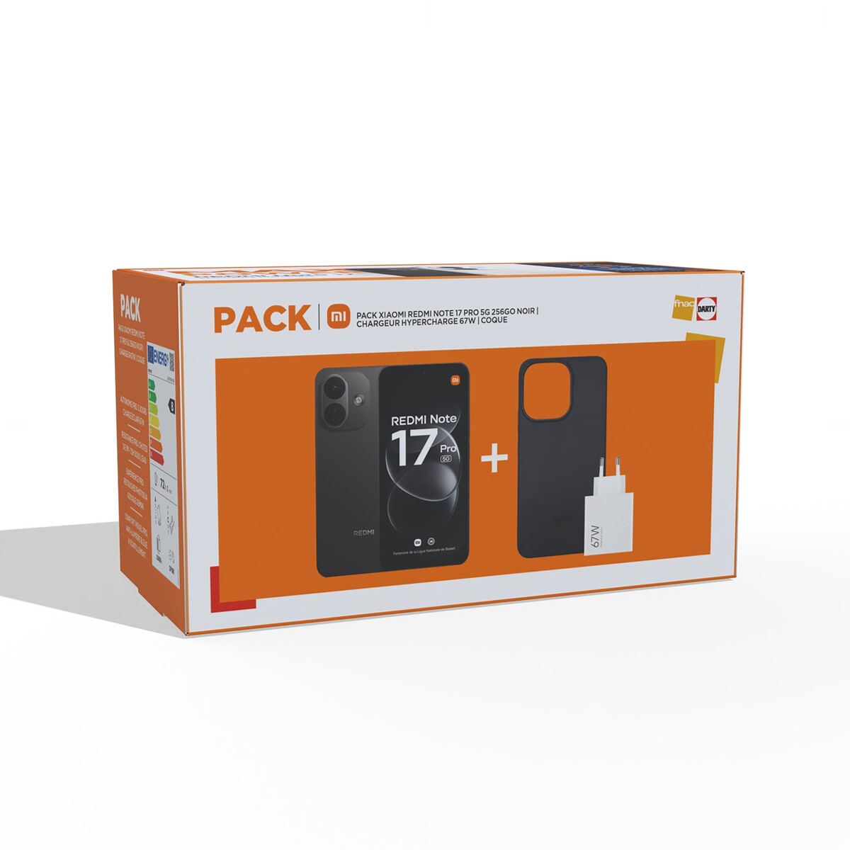 Smartphone Xiaomi Pack Redmi Note 17 Pro 6,83" 5G Double nano SIM 256 Go Noir + Hyper chargeur 67 W Type A Blanc + Coque Noir