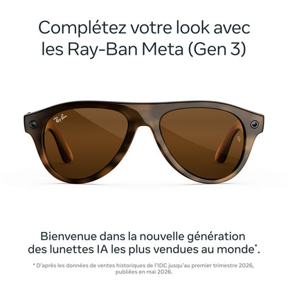 Lunettes connectées IA Meta Ray-Ban (Gen 3) Aviator Havana Verres marron