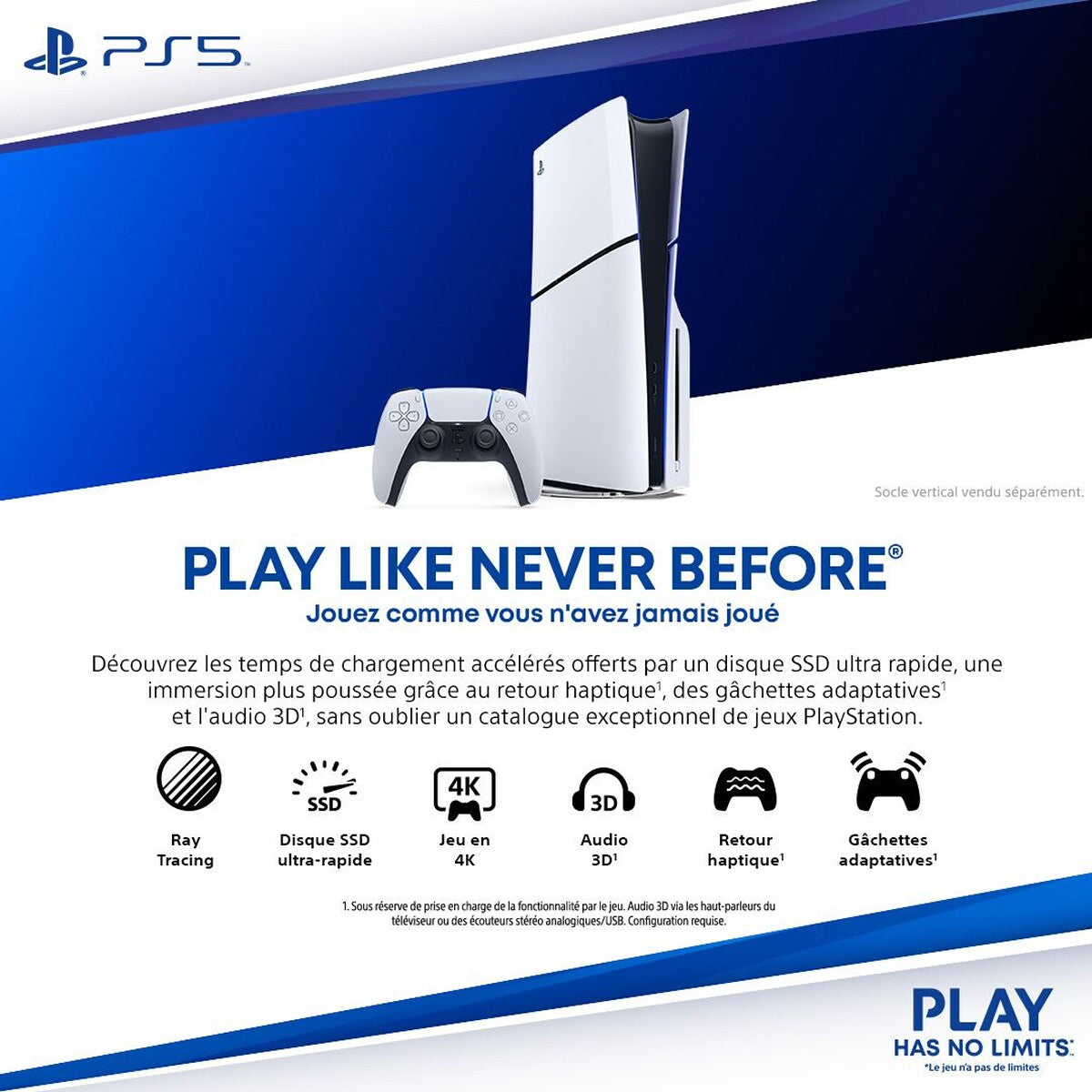 Console PlayStation 5 Sony PS5 Slim Edition Standard Blanc et Noir
