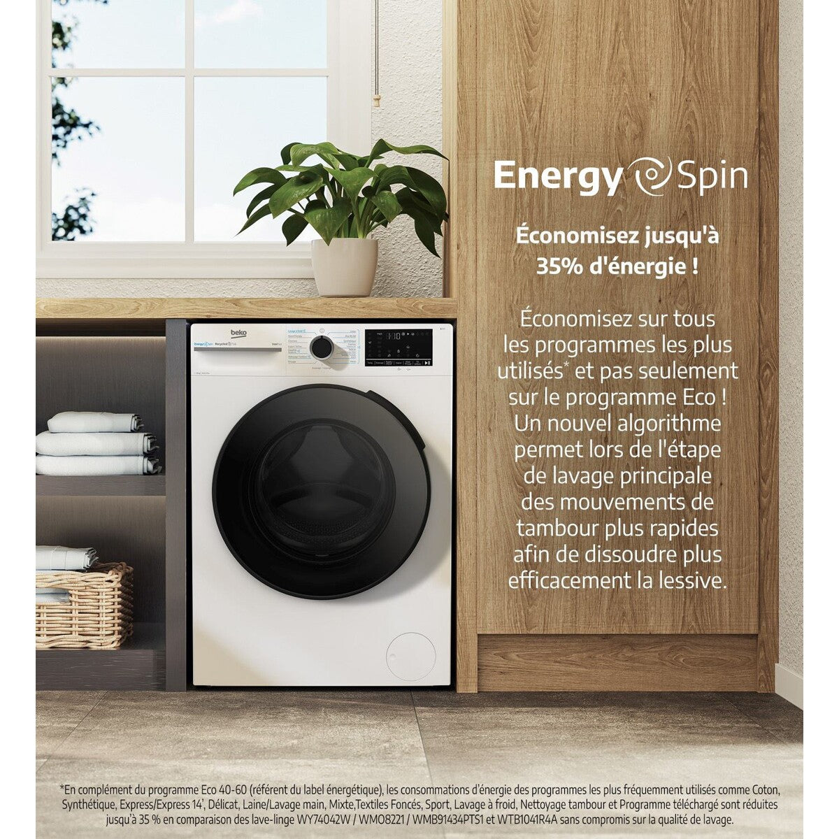 Lave-linge hublot Beko BM3WFT410451C Energy Spin