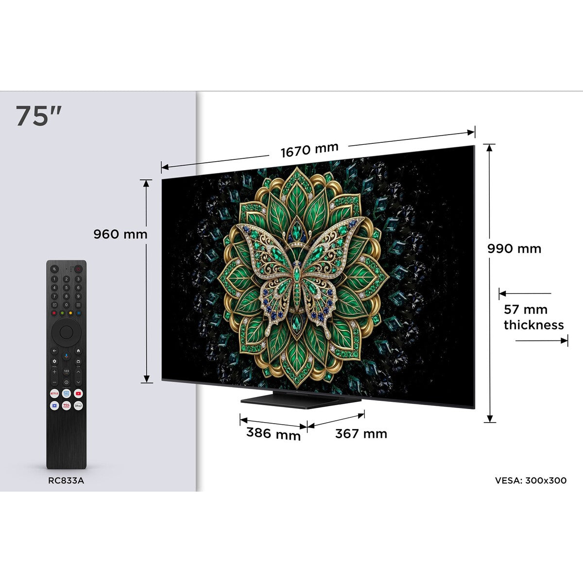 TV LED Tcl QD-Mini LED 75C69K PRO 189 cm 2026