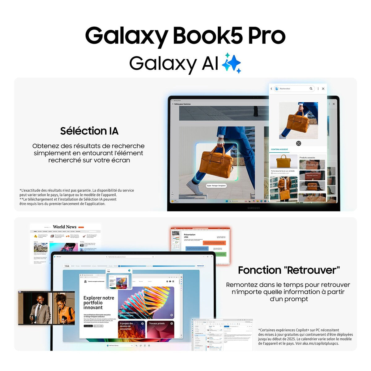 PC portable Samsung Galaxy Book 5 Pro 14" AMOLED WQXGA 120 Hz Ecran tactile Copilot+ PC Intel® Core™ Ultra AI 5 16 Go RAM 512 Go SSD Gris Anthracite