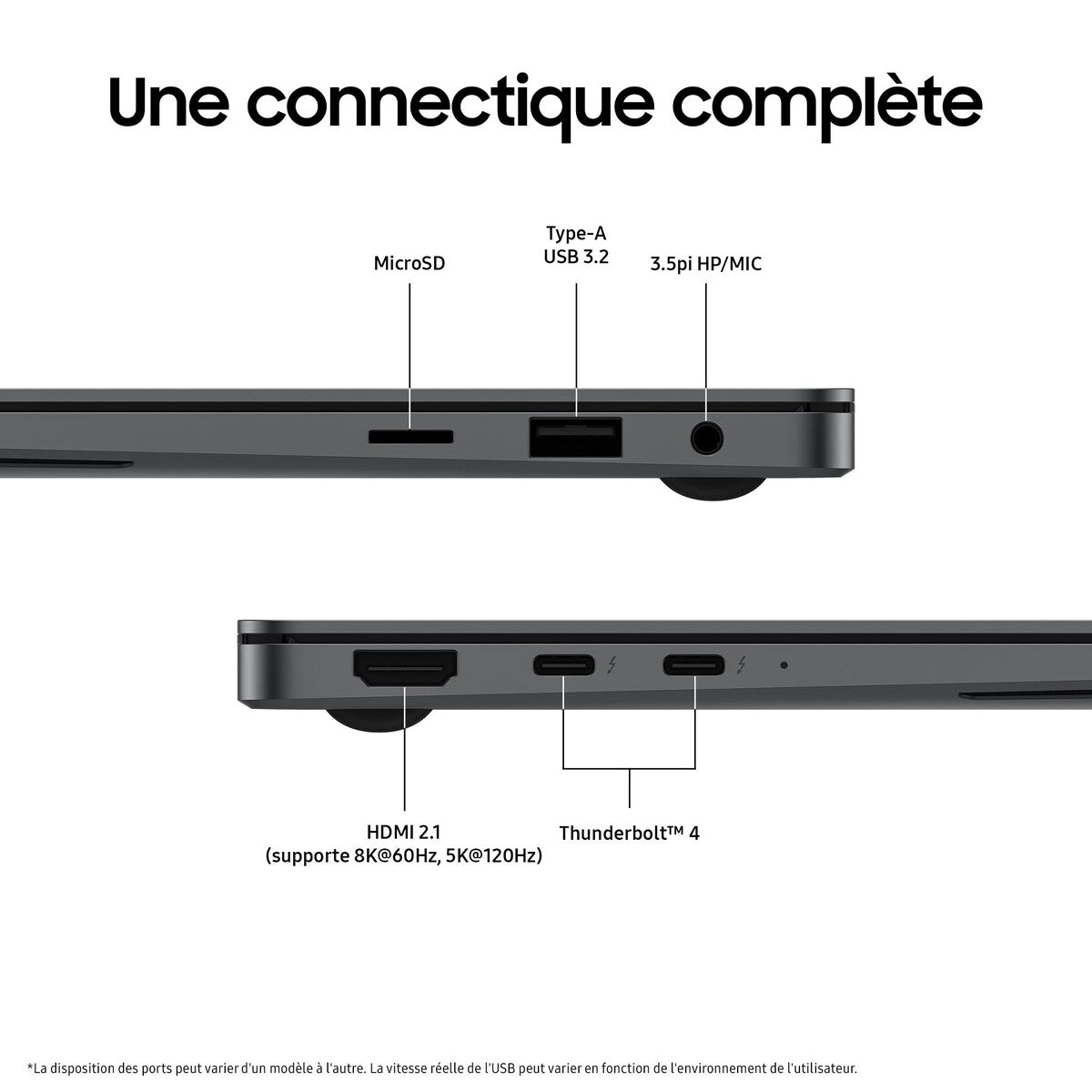 PC portable Samsung Galaxy Book 5 Pro 14" AMOLED WQXGA 120 Hz Ecran tactile Copilot+ PC Intel® Core™ Ultra AI 5 16 Go RAM 512 Go SSD Gris Anthracite