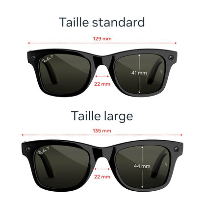 Lunettes connectées IA Meta Ray-Ban (Gen 3) Wayfarer Grande Noir brillant Verres polarisés verts