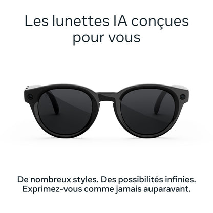 Lunettes connectées IA Meta Nova Standard Noir Verres polarisés gris