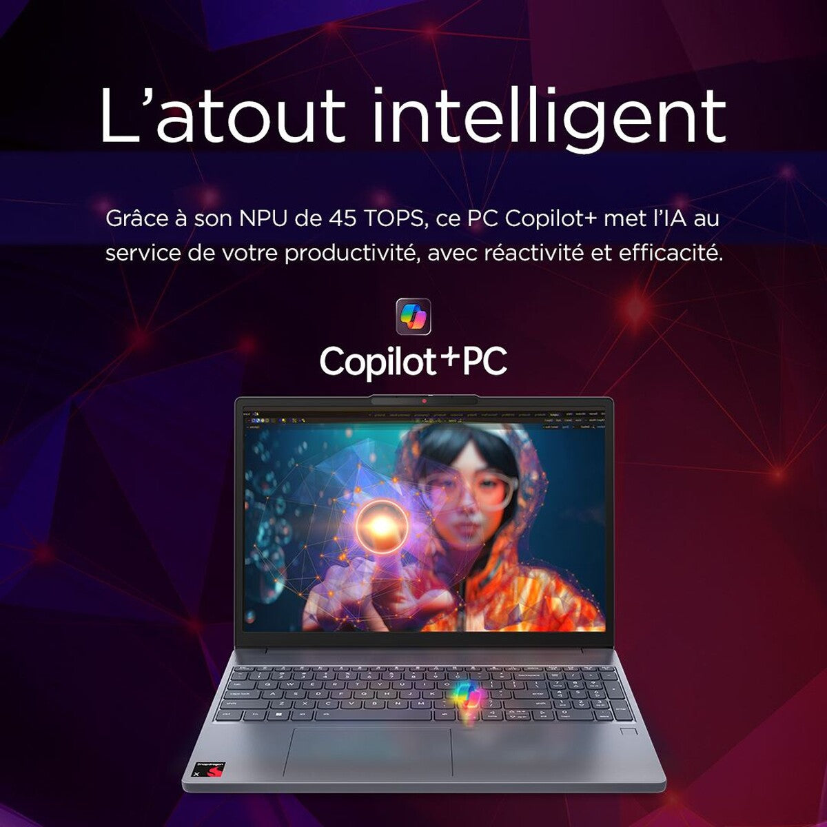 PC portable Lenovo IdeaPad Slim 3 15Q8X10 15,3" WUXGA Copilot+PC Snapdragon® X 16 Go RAM 512 Go SSD Gris