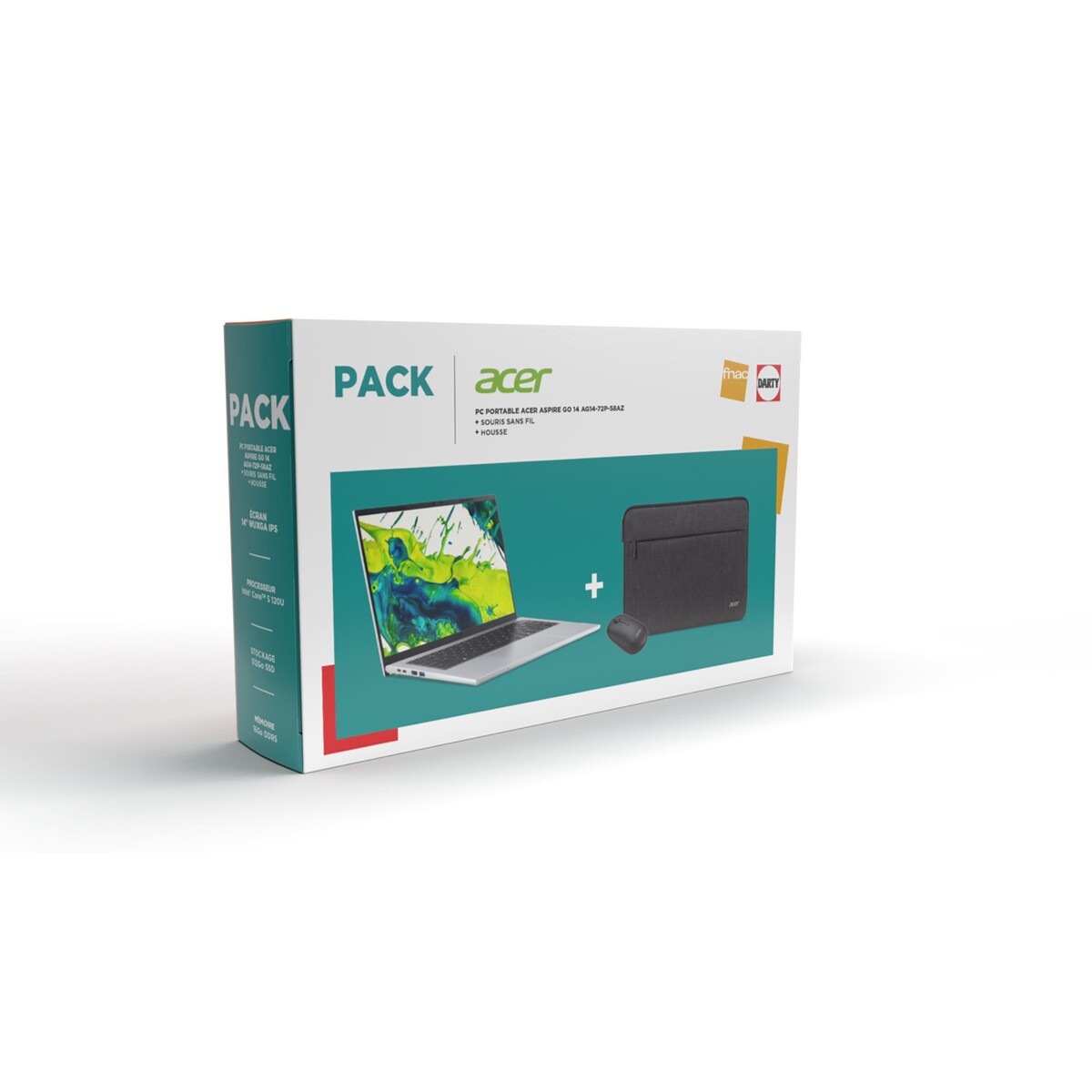 PC portable Acer Aspire GO 14 AG14-72P-58AZ 14” Intel® Core™ 5 16 Go RAM 512 Go SSD Argent + Souris sans fil + Housse