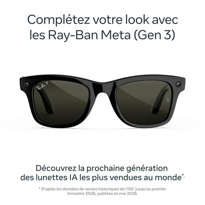 Lunettes connectées IA Meta Ray-Ban (Gen 3) Wayfarer Grande Noir brillant Verres polarisés verts