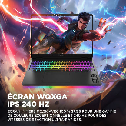 PC portable Hp gaming Omen Max 16-ak0002nf 16" WQXGA 240 Hz AMD Ryzen™ AI 7 32 Go RAM 1 To SSD Nvidia GeForce RTX 5070 Ti Noir céleste
