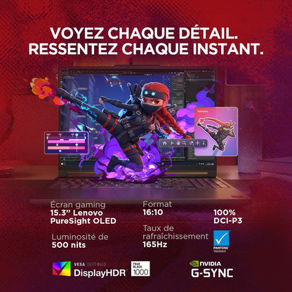 PC portable Lenovo Gaming Legion 5 15AHP11 15,3" OLED WQXGA 165 Hz AMD Ryzen™ AI 7 32 Go RAM 1 To SSD Nvidia GeForce RTX 5060 Noir éclipse