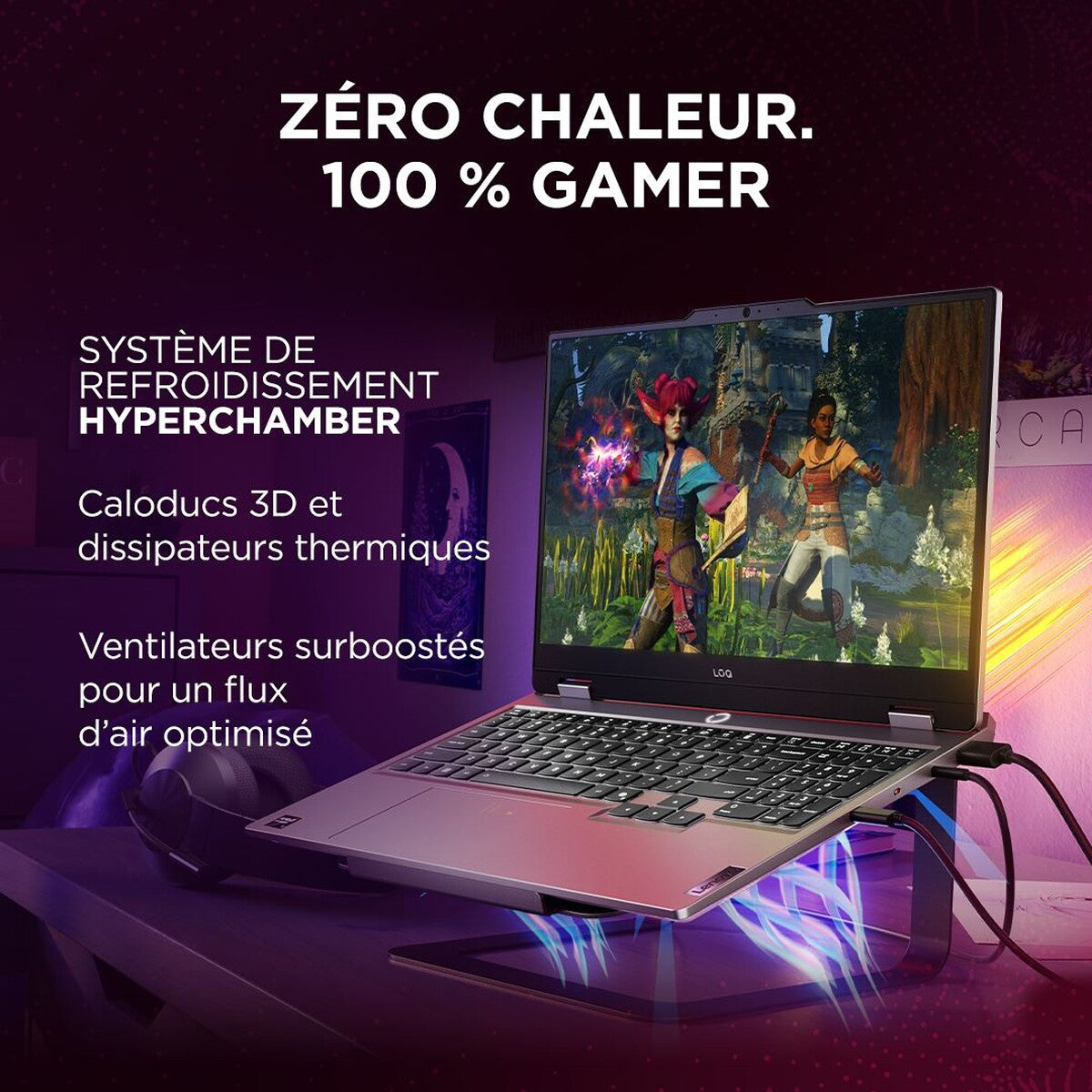 PC portable Lenovo gaming LOQ 15AHP10 15.6" FHD 144 GHz AMD Ryzen™ 7 24 Go RAM 1 To SSD Nvidia GeForce RTX™ 5060 Gris