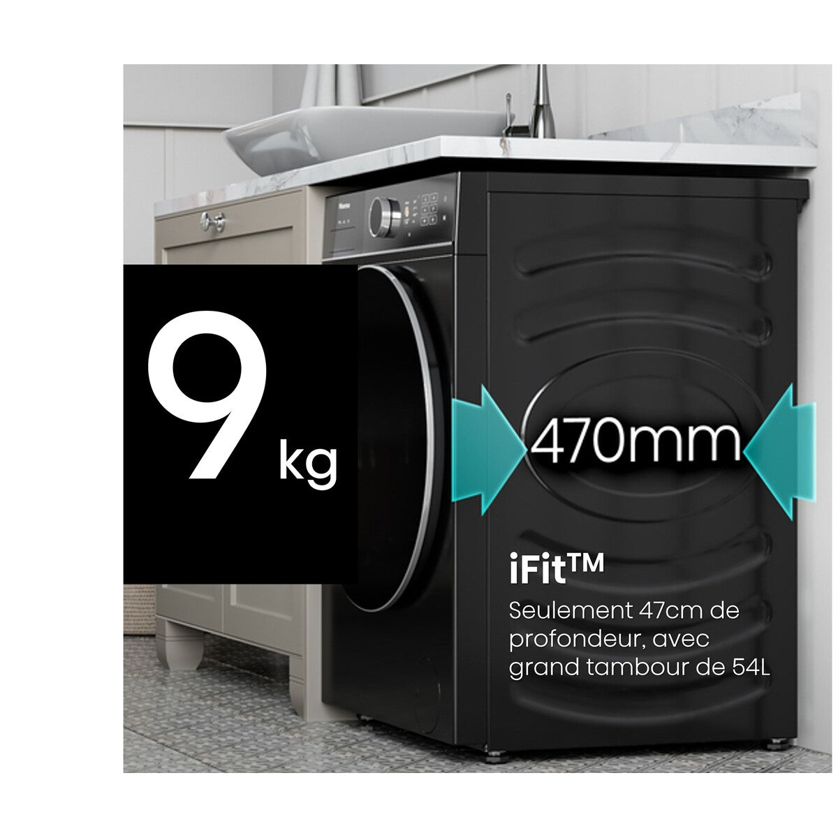 Lave-linge hublot Hisense WF5I9043BBFS Noir
